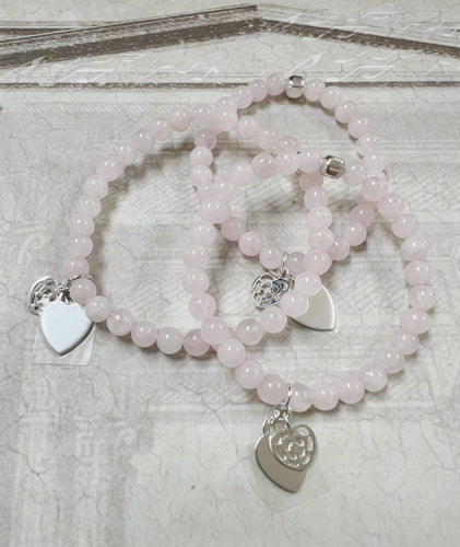 BZen Rose Quartz Heart Charm Bracelet!