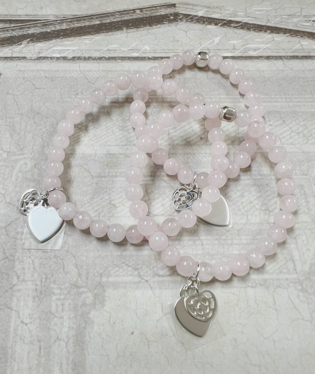 BZen Rose Quartz Heart Charm Bracelet!